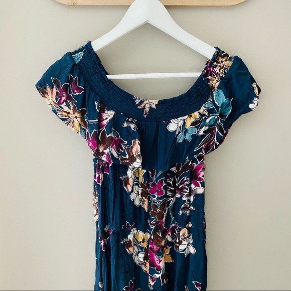 Xhilaration Floral Print Maxi Dress Blue Sz Medium - Picture 3 of 12